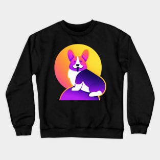 Sunset Corgi Halloween Retro Colorful Crewneck Sweatshirt